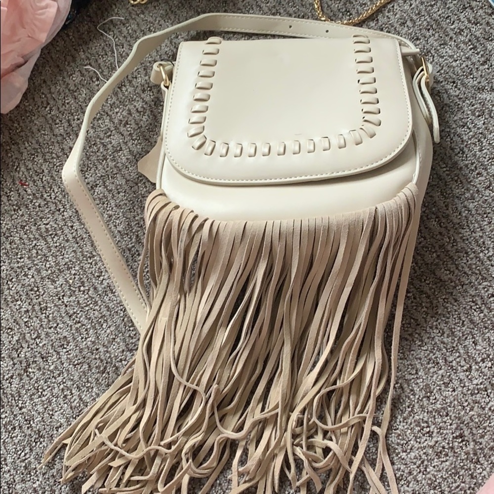 Fringe suede leather purse